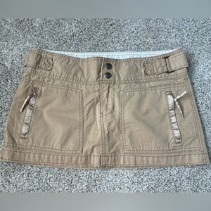 Abercrombie & Fitch Tan Cargo Mini Skirt w/ Satin Detail